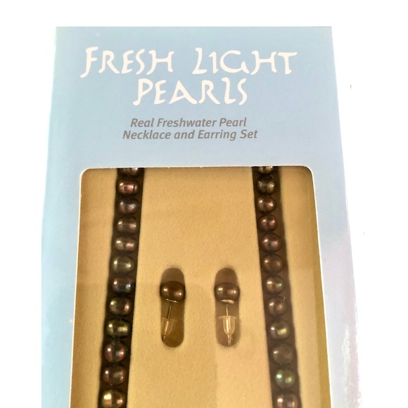 Fresh Light Pearls Jewelry - FRESH LIGHT PEARLS Freshwater Black Pearls - 17" Necklace + Earrings Set NEW!